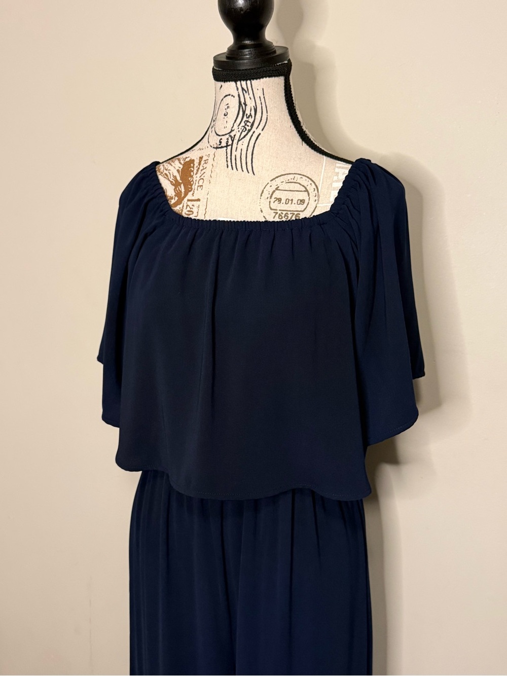 NWT - Sugarlips Navy Blue Off-Shoulder Jumpsuit Romper - Size Small - Picture 4 of 10